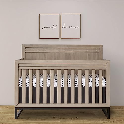 Evolur Kyoto 5-In-1 Convertible Crib In Brown Stone, Greenguard Gold And Jpma Certified, Non-Toxic Baby Safe Paint, Made Of Hardwood, Unique Two Tone Design #TOP1