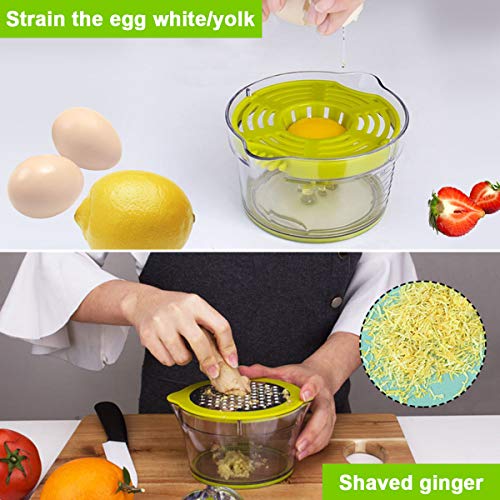 Green Lemon Manual Hand Squeezer - Citrus Orange Juicer Manual Hand Squeezer, with Built-in Measuring Cup and Extraction Egg Separator Ginger Grater, Anti-Slip Lid Rotation Reamer Lime Press, 12Ounce - Thumbnail 6