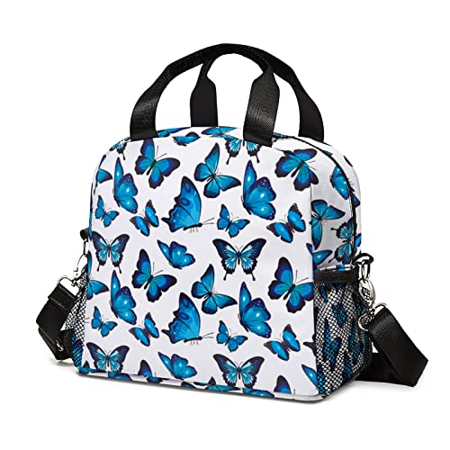 Wuetduz Purple Butterfly Insulated Lunch Bag For Women Men, Large Capacity Portable Cooler Lunch Box With Adjustable Shoulder Strap, Reusable Meal Prep Bag For Work School Picnic Travel #TOP2