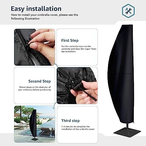 boyspringg Capas para guarda-chuvas cantilever de pátio de 2,7 a 4 metros com deslocamento 420D à pr