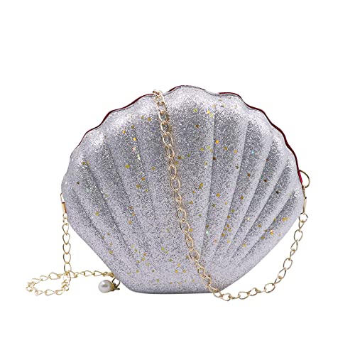 Glitter Seashell Crossbody Purse Mini Cellphone Shoulder Bag Holder Box Shell Chain Clutch Handbag3