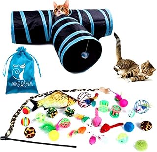 Reehi 27Pcs Christmas Cat Toys Kitten Toys Assorted with Cat Tunnel for Indoor Cats, Cat Interactive Toy for Kitty and Cats