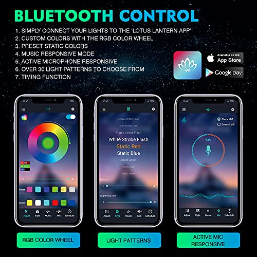 Xprite Rgb Bluetooth Rock Lights Kit, Multicolor Neon Lighting Cars Underglow Footwell Wheel Well Light Pods, W/Rf Remote Controller For Off-Road, Trucks, Utv, Atv, Suv, Rzr, Motorcycles, Boat 8 Pcs #TOP4