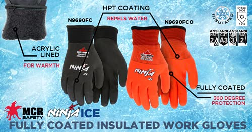 Memphis Gloves Medium Black Ninja Ice Fc 7 Gauge Acrylic Terry Lined General Purpose Cold Weather Gloves With Knit Wrist, 15 Gauge Nylon Shell And Hpt Foam Sponge Fully Coated (N9690Fcm) #TOP5