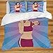 Produktbild Fitness Bettwäsche Bettbezug Set, Pop Art Woman Figure Übungen mit Kurzhanteln Gesundheitswesen Vitalität Retro Style Dekorativ Dekorativ 3-teiliges Bettwäscheset mit 2 Kissenbezügen, Mehrfarbig