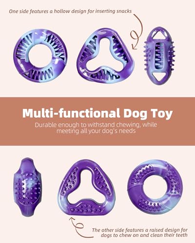 ETIALURE Juguetes Masticables Morados para Cachorros, Juguetes Interactivos de Goma para Limpiar los Dientes de los Perros, Comedero Lento para Mascotas para Reducir el Aburrimiento (Triangular) - imagen 5