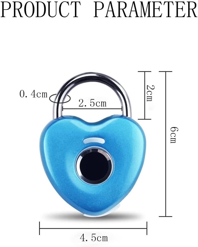 Fingerprint Padlock Sports Lock, Can Collect 20 Fingerprints, Mini Padlock Keyless Fingerprint Lock for Luggage School Bag Toolbox (Color : Blue)