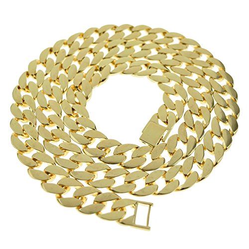 Mens 33" Long Chain Miami Cuban Curb Link Chunky Gold