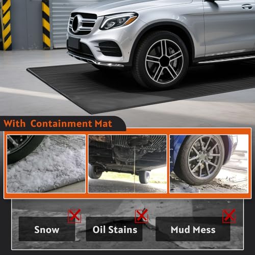 Garage Floor Containment Mat 8'6" x 22', Extra Thick PVC Parking Mat with 1.2" Raised Edges, Non-Slip Waterproof Floor Protector for Snow, Rain & Mud, Easy Clean, Fits Full-Size SUVs & Trucks by GEARBONE - Image 2