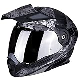 Geprüft nach ECE-22-05. Scorpion ADX-1 Battleflage Matt-Schwarz-Silber Motorradhelm, Klapphelm (M)