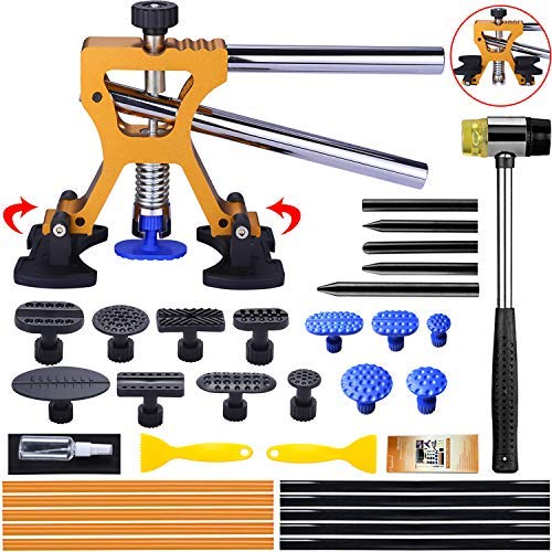 Manelord Auto Body Dent Repair Kit, Car Dent Puller with Golden Dent Puller for Auto Body Dent Removal, Minor Dent and Deep Dent Removal