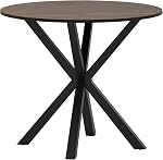 Giantex 36" Round Wood Dining Table, Farmhouse Kitchen Table with Intersecting Pedestal Base & Solid Rubber Wood Legs, Vintage Coffee Tables for Dinette, Small Spaces, Restaurant, Brown