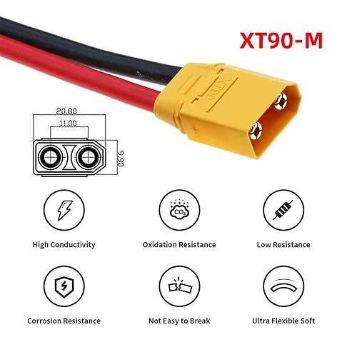 Vista 24 de xiwai Cable de extensión XT60 12AWG hembra a conector hembra para estación de energía de batería RC con panel solar (1.6 pies)