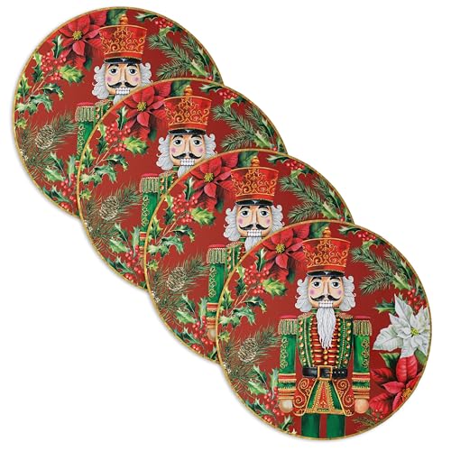 Benson Mills Cork Placemats Set of 4 (Festive Nutcracker, 15" Round)