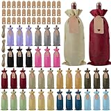 36 Stück Jute Weinbeutel mit 36 Geschenkanhängern, Wiederverwendbare Sackleinen Wein-Geschenkbeutel, Weinflaschenbeutel, Weinbeutel für Hochzeit, Party, Blindverkostung