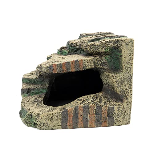 image for JIHAQUA Large Resin Reptile Tank Accessories Hideouts Cave Habitat Dec