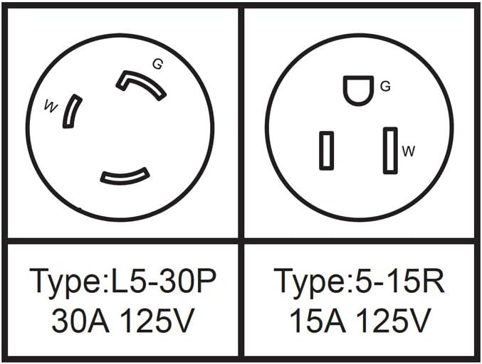 MaxWorks 80843 Generator Extension Cord, 25 Ft, 10 Gauge, L5-30P to 3x 5-15R, 30 Amp to 15 Amp Adapter, Lighted Ends, Heavy-Duty, Black/Yellow
