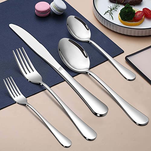 Homikit 48-Piece Silverware Flatware Set With Steak Knives, Stainless Steel Eating Utensils Cutlery For 8, Tableware Knife Fork Spoon Set For Restaurant Party, Mirror Polish, Dishwasher Safe #TOP2