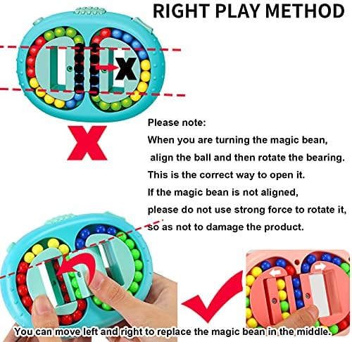 Rotating Magic Bean Cube Toy,Handheld Spinning Magic Beans Jigsaw Puzzle Toys Finger Games Stress Relief IQ Puzzle for Kids Teen Adults Ball Sorting Infinity Brain Creative Educational Toys Gifts