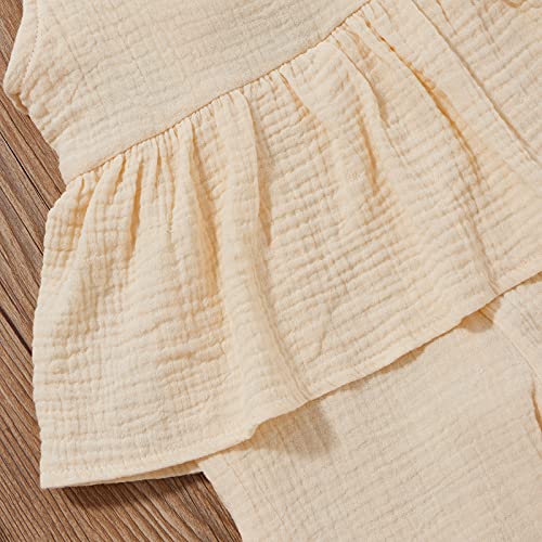 Toddler Kids Baby Girl Sleeveless Ruffle Romper Jumpsuit Backless Playsuit Outfit Overalls (Beige, 4-5 Years) #TOP4