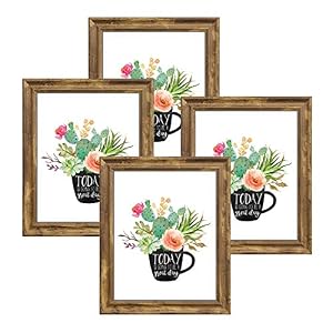 Image of NUOLAN 8x10 Picture Frame Farmhouse Rustic Brown Wood Pattern Photo Frames for Wall or Desk Display, 4 Packs(NL-8X10RB)