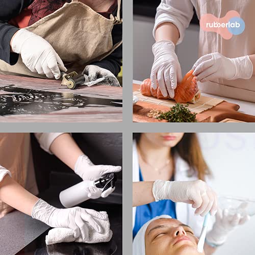 Rubberlab Nitrile Gloves Medical Exam Gloves, Large, White, 100 Pcs, Latex&Powder Free, Food Safe, 4.6G, Women, Latex Free #TOP5