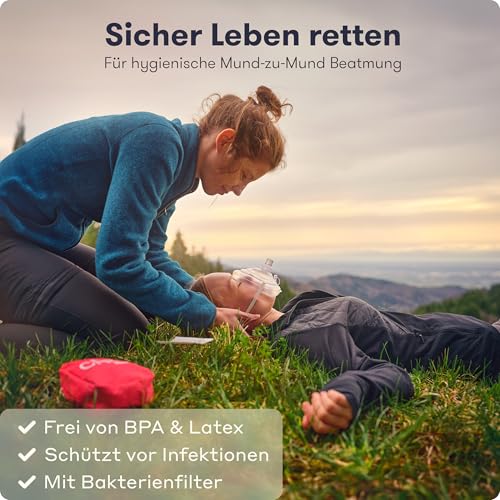 PURAHELP® Beatmungsmasken Erste Hilfe 2er Set [ERWACHSENE & KINDER] - CPR Maske für Mund-zu-Mund-Beatmung - Notfall Beatmungsmaske je 1× für Erwachsene & Kinder - Maske für Rettung & Ersthelfer