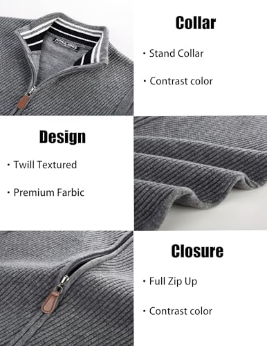 PJ PAUL JONES Sweater Vests for Men Casual Full Zip Sleeveless Vests for Jazz Bar Light Grey, M