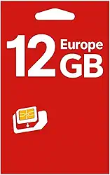 Chip Vodafone Europa, Franquia 12GB + Chamadas - 30 Dias