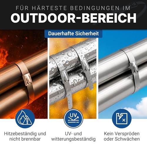 GARSIDURO Lot de 50 serre-câbles en acier inoxydable - 200 mm x 4,6 mm - Serre-câbles en métal inoxydable - Résistant aux UV - Convient comme fil de liaison pour tuyaux d'échappement, gestion des – vue 5