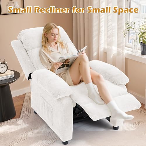 Image of Korser Recliner Chair, Living Room Chairs for Adults, Padded Deep Seat Reading Chair with Side Pockets, Small Recliners for Small Spaces, Lounge Chair for Living Room, Bedroom, and RV (Chenille)