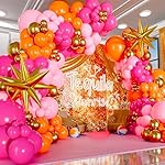 ALL-IN-1 Pink and Orange Balloon Arch Kit with BONUS Starburst Balloons for Pink and Orange Party Decorations - Pinks and Oranges Balloons for Oranges and Pinks Party Decorations, Graduation, Birthday