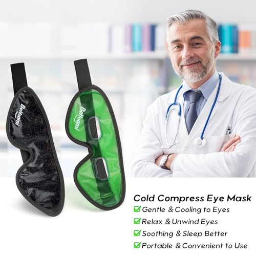 BeHoomi Máscara de olhos refrescante para dormir, máscara de gel compressa fria para olhos, bolsa de
