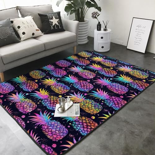 Tapis de salle à manger antidérapant et lavable fini les glissades ananas rose