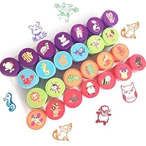 Txyk Dieren Stempels voor kinderen Kinderen Wasbaar Zelf-inktende stempels Leuke Karton Stamper Sets voor Feesttas…