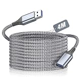 AviBrex Cavo Prolunga USB 3.0 4M,Extension USB 3.0 Tipo A Maschio a Femmina Cavi 5Gbps Nylon per Gamepad,Stampante,Webcam,Unità flash,Stampante,Mouse,Tastiera,Hub,PC,Laptop
