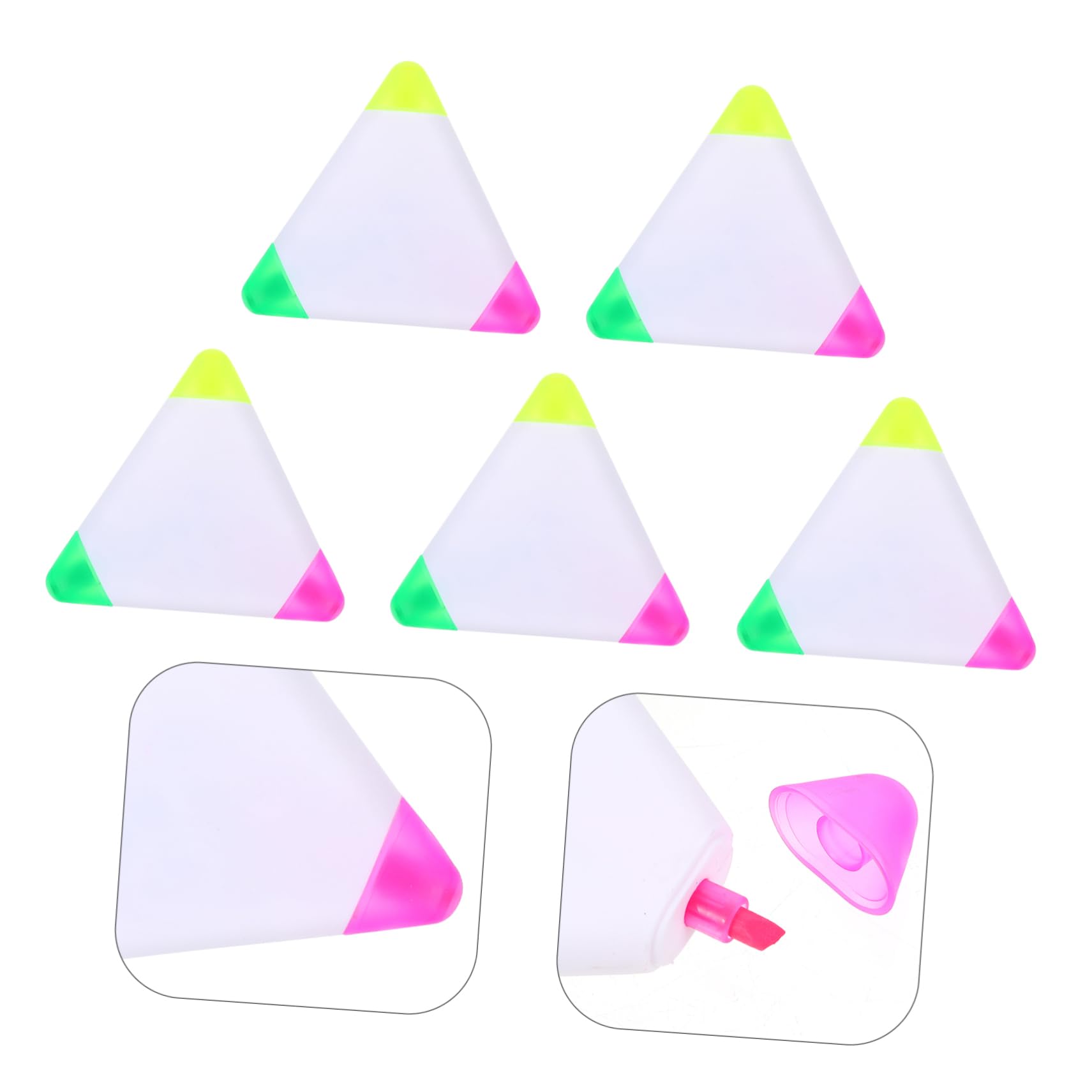 DOITOOL 6 Set Evidenziatori Triangolari Fluorescenti Ergonomici Per Ufficio E Scuola Per Scrittura 5 Pezzi*6