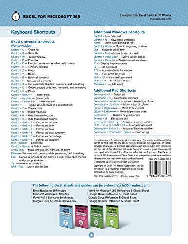 Iaerlllt In 30 Minutes Excel For Microsoft 365 Reference And Cheat Sheet: The Unofficial Cheat Sheet For Microsoft Excel thumb #5