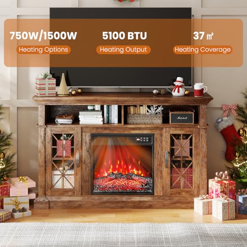 Inserto de chimenea eléctrica empotrada de 18" con calefactor de 750W y 1500W 3