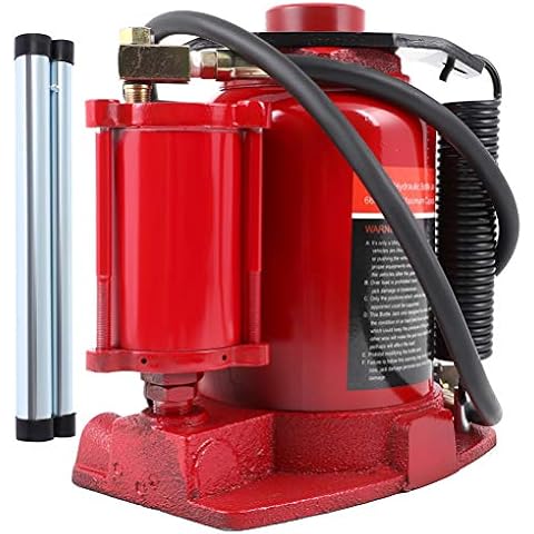 CTCAUTO Heavy Duty 30 Ton Pneumatic Air Hydraulic Bottle Jack for Auto Truck Repair, Red Cover