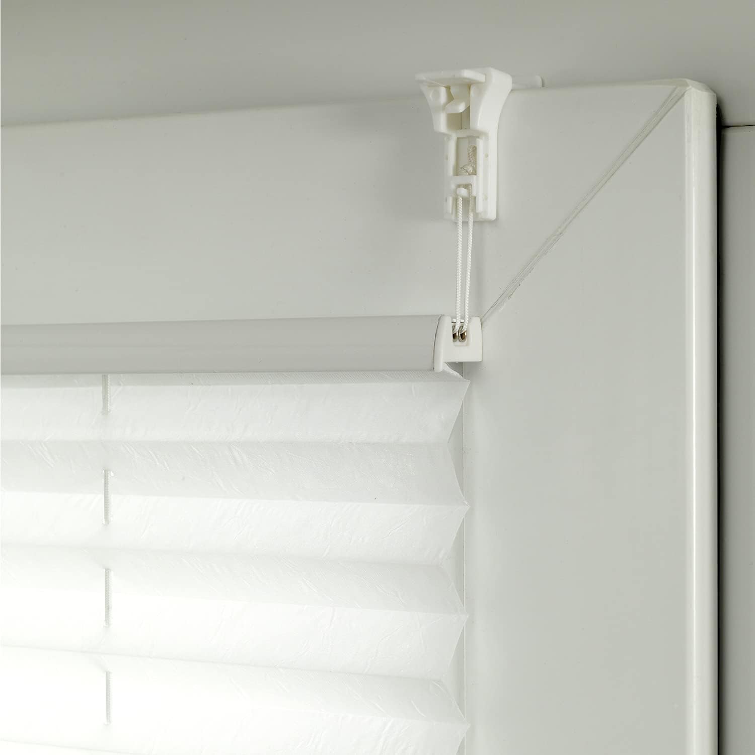 GARDINIA 2er-Set Plissee ohne Bohren, Blickdicht, Lichtdurchlässig, Einfach in der Breite kürzbar, Bella Falt-Plissee, Weiß, 60 x 130 cm BZW. 70 x 130 cm (BxH)