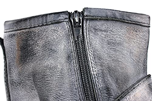 OSSTONE Herren Stiefel aus Rindsleder Lederstiefel mit Gummisohle Biker Boots mit Reißverschluss Männer Stiefeletten OS-5008-1-AN-13