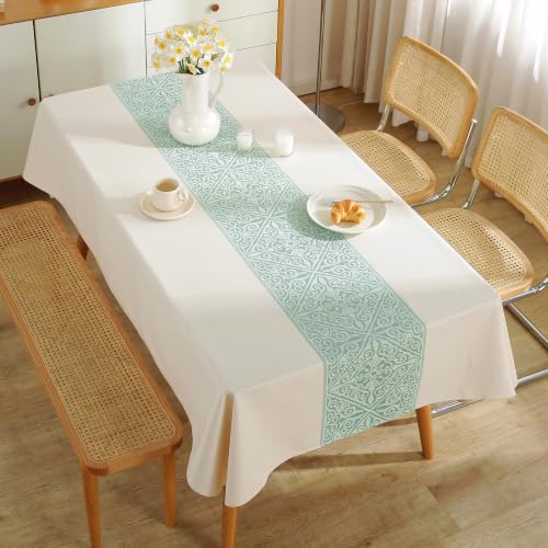 UWWGKK 55"x120" Sage Green Damask Tablecloth Waterproof French Vintage