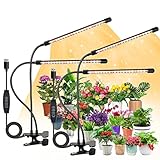 COKOLILA 2pcs Pflanzenlampe LED, Vollspektrum Pflanzenlicht, 3000K 5000K 660nm Pflanzenleuchte für Zimmerpflanzen mit 3/9/12H Timer, 10 Helligkeit, 3 Lichtmodi, ideal für kleine Pflanzen(kein Adapter)