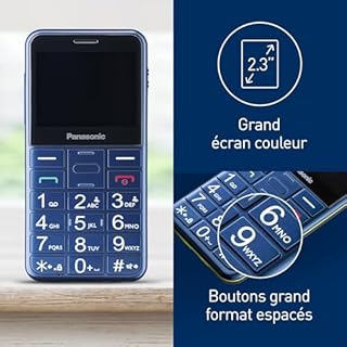 Panasonic KX-TU155EXCN Téléphone Mobile pour Personnes Âgées, Appel Prioritaire, Téléphone à Grosses Touches, Compatible avec Les Appareils Auditifs, Bluetooth, Radio FM, Appareil Photo, Bleu