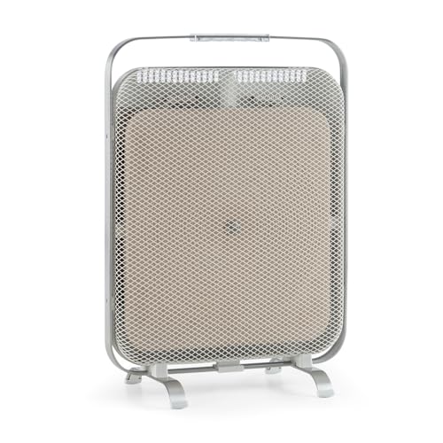 Klarstein Stufa Elettrica Basso Consumo, Stufetta Elettrica Basso Consumo 1300W, Riscaldamento Elettrico in Alluminio con Marmo, Termostato, Riscaldatore Pannello Radiante Infrarossi e Antigelo