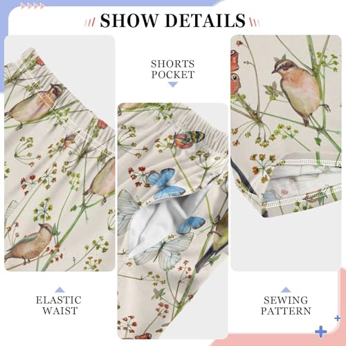 Bird Butterfly Boys Long Pants Soft Trousers Elastic Waist Kids Lounge Bottoms with Pockets S-XL4