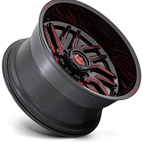 FUEL OFF-ROAD D808 HURRICANE 22X12, 5X5.5, 4.77, -44mm GLOSS BLACK MILLED RED TINT - D8082220B447