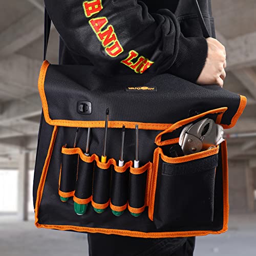 Vanjoin Tool Bag For Men Women, 13.8-Inch Waterproof Tool Bag With Adjustable Shoulder Strap, Heavy Duty Tool Organizer Bag With 6 Pockets For Organizing Repairing Tools, Tool Bag For Electricians #TOP5