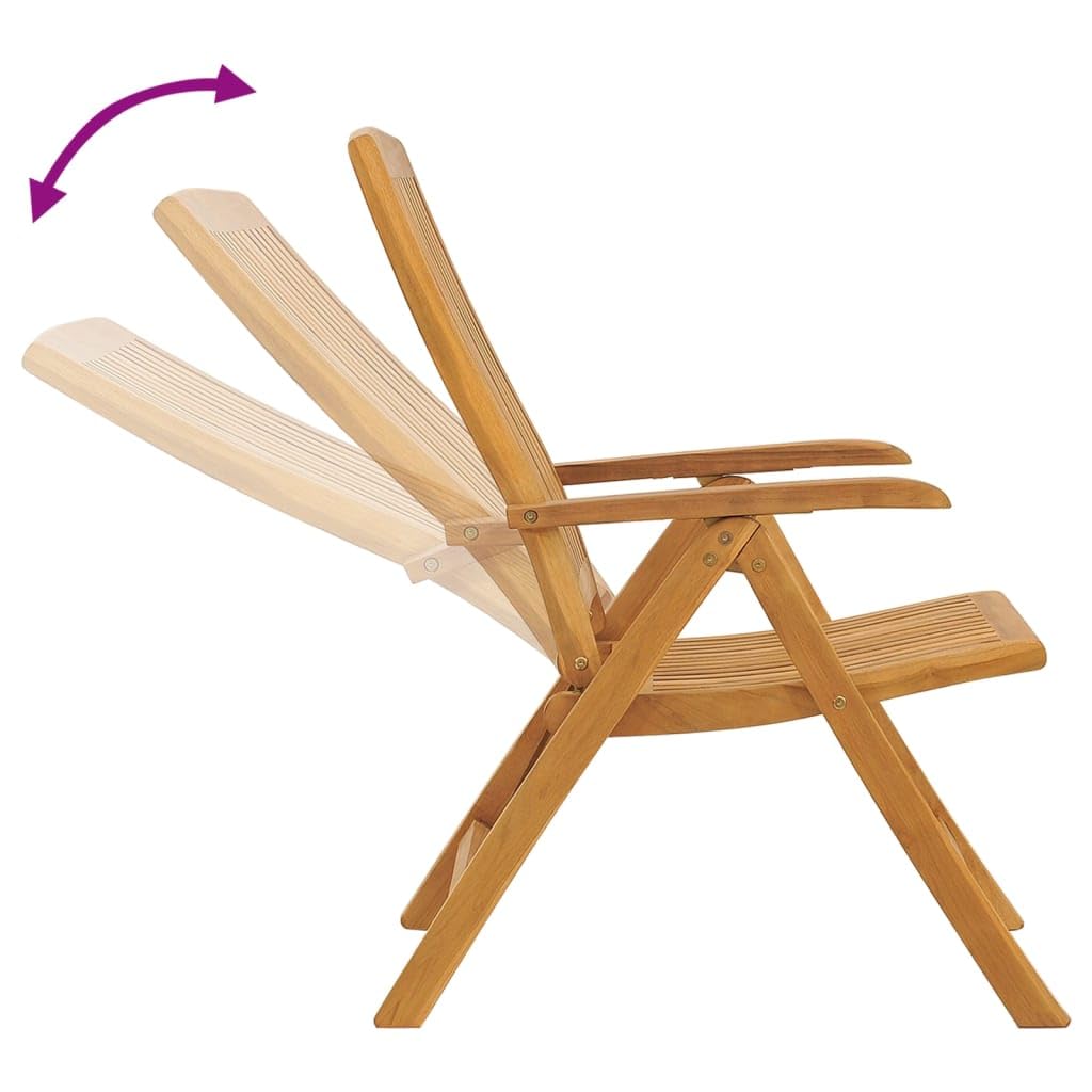 Set di mobili da giardino in teak massiccio, 180 x 90 cm, 6 sedie pieghevoli, schienale regolabile, robusto e moderno, per terrazza, balcone e giardino d'inverno